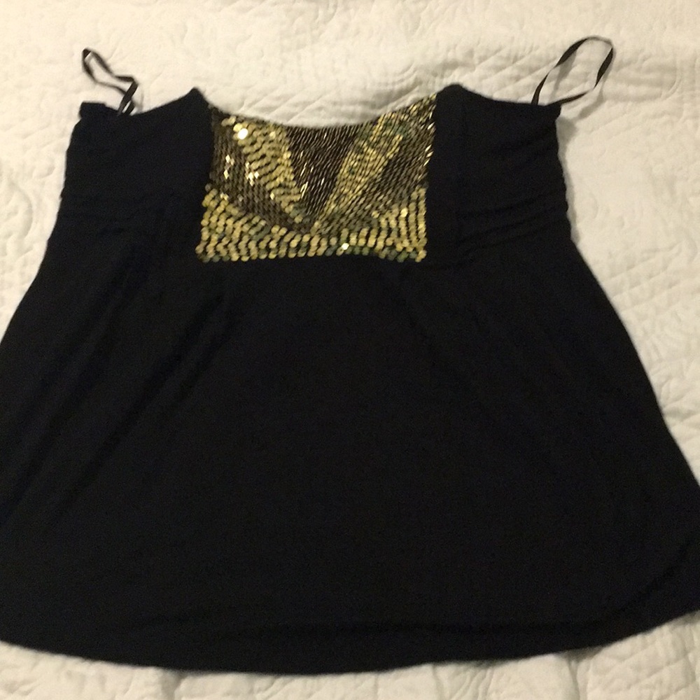 Cavaricci Black Strapless Boustier Top with Gold sequins